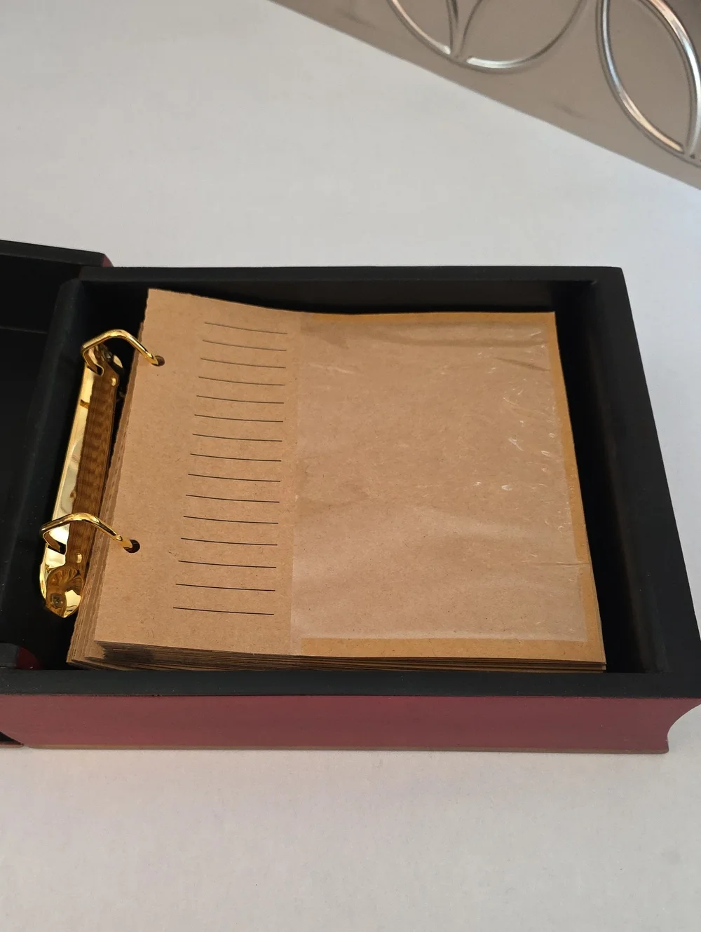 Vintage Florentine Style Book-Shaped Wooden Box - 2-Ring Binder Photo Album